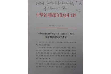 中茶协获2013年总社主管协会绩效考核一等奖